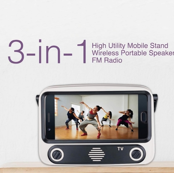 Portable Wireless Speaker with Phone Holder 3-in-1 Phone Holder, stereo,speaker - Picture 2 of 9